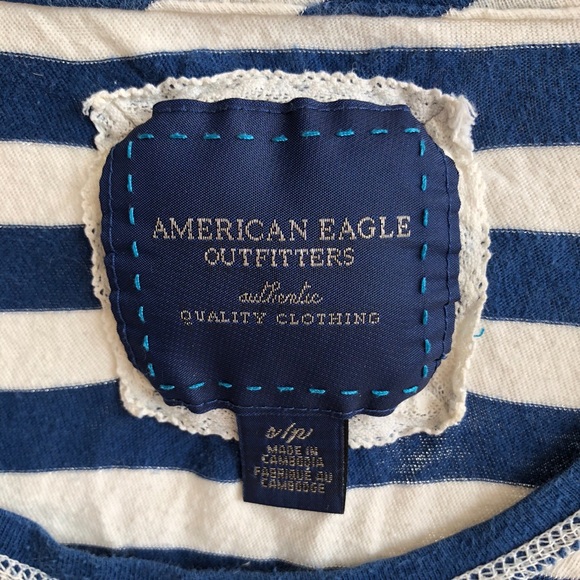 SOLD Blue and white stripe long sleeve tee - Picture 2 of 2